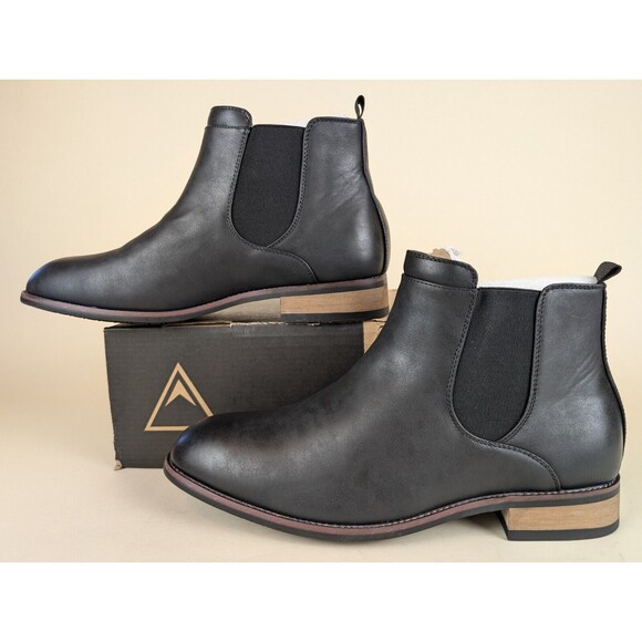 Vance Co Boots Mens 12 M Landon Dress Chelsea Black Faux Leather Ankle Shoes NEW Vance Men main image 2